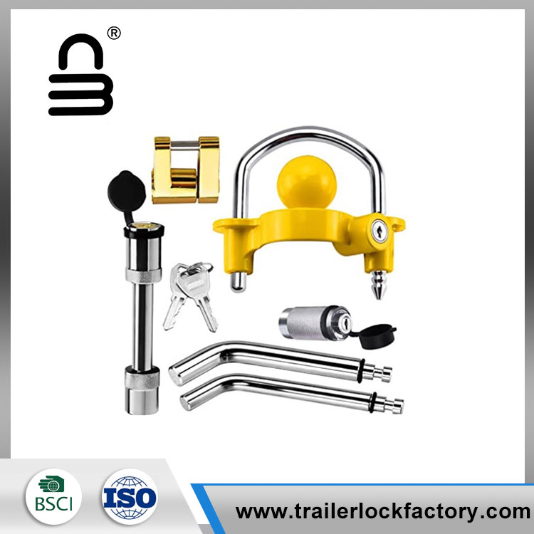 Yellow Trailer Hitch Lock Set